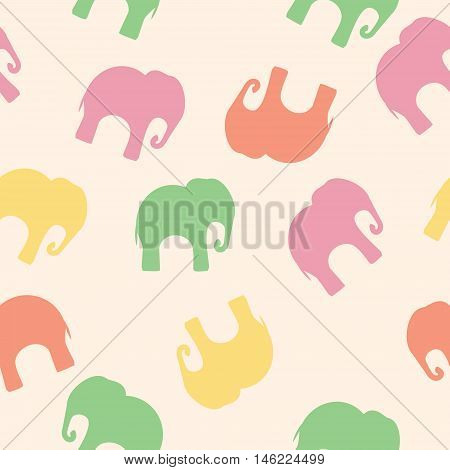Seamless pattern. Texture with colorful elephants. Can be used for textile, website background, book cover, packaging.