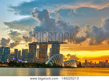 Singapore Skyline after sunset