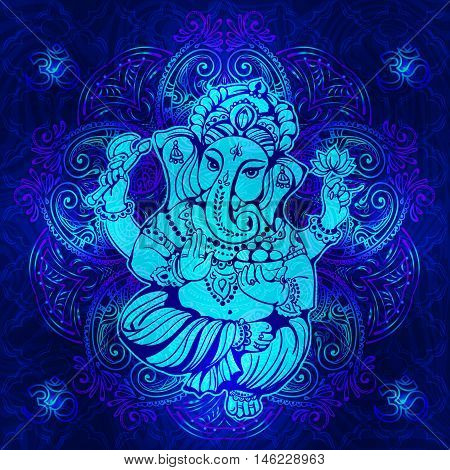 vector isolated image of Hindu lord Ganesh. Ganesh Puja. Ganesh Chaturthi. It is used for postcards prints textiles tattoo.