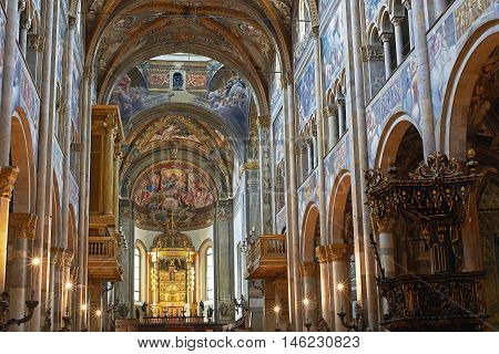 Cathedral Of Santa Maria Assunta Of Parma, In Emilia-romagna. Italy.