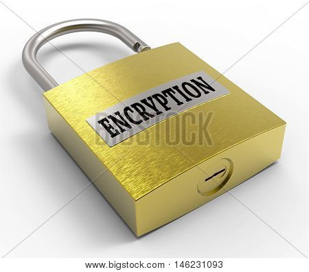Encryption Padlock Means Encrypting Data 3D Rendering