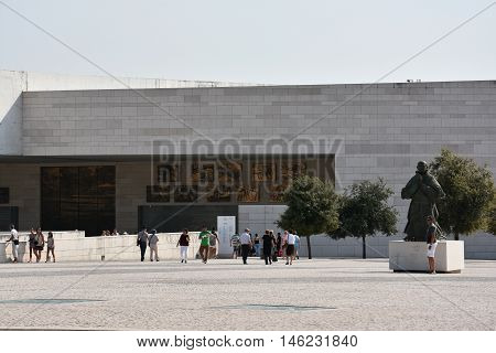 FATIMA, PORTUGAL - AUG 24: Sanctuary of Fatima in Portugal, as seen on Aug 24, 2016. It consists of a tall centralized bell-tower and nave, 213 ft in height, decorated by a 15,000 lb crown of bronze.
