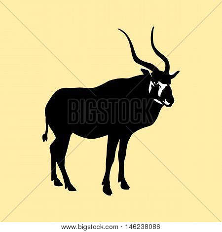 antelope black silhouette vector illustration yellow background