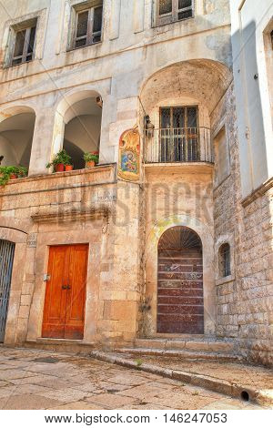 Perspective of an alleyway of Molfetta. Puglia. Italy.