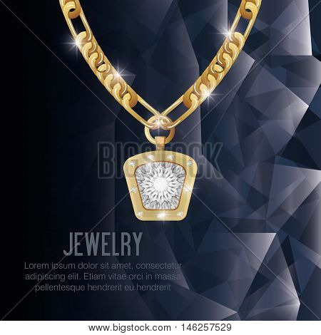 icon necklace gold gem isolated vector illustration eps 10