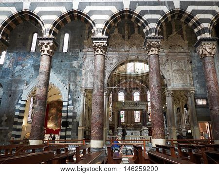 San Lorenzo Cathedral Of Genova. Liguria, Italy.