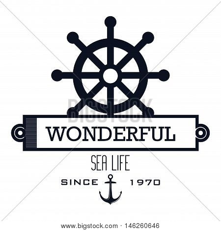 icon nautical timon boat label isolated vector illustration eps 10