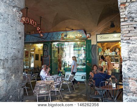 Portici Di Sottoripa, Arcade And Gallery In Via Di Sottoripa. Genova. Liguria, Italy.