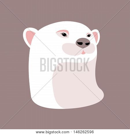 Polar bear head vector illustration style Flat