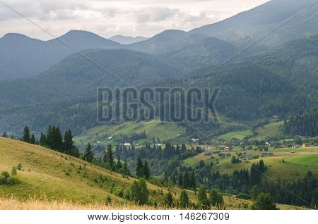 Mountain Village on a Sunny Summer day