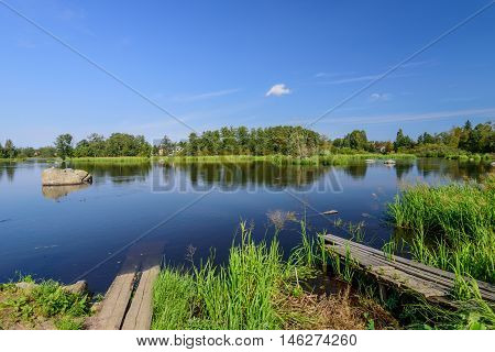 The scenic river Vuoksa, Priozersk, Leningradskaya oblast, Russia.