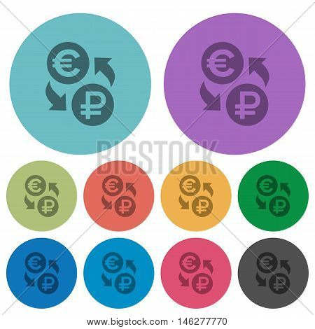 Color Euro Ruble exchange flat icon set on round background.