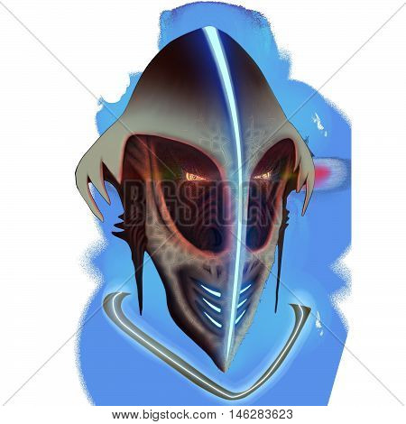 Extraterrestrial - a monster in the style of Starcraft, blue illumination