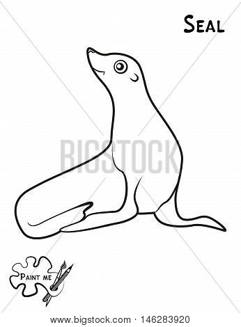 Children's coloring book that says Paint me. Seal