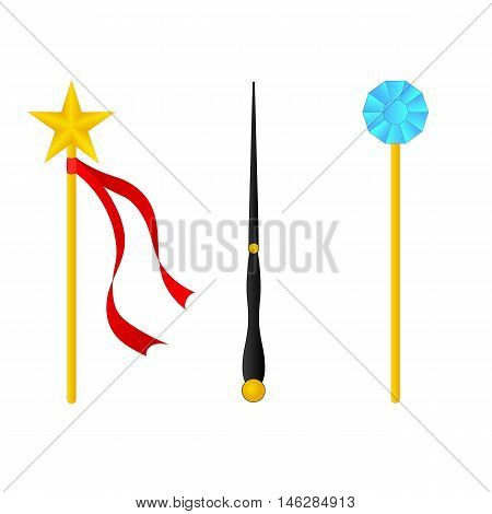 Magic Wand Set Isolated On White Background