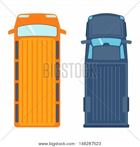 Vector car vehicle icon top view. From above car top view. Some vehicle transport isolated on white. Transportation vehicle design car top view motor van.