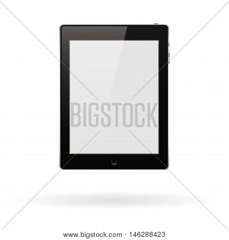 Realistic computer tablet PC with blank screen isolated on white background. Vector illustration.