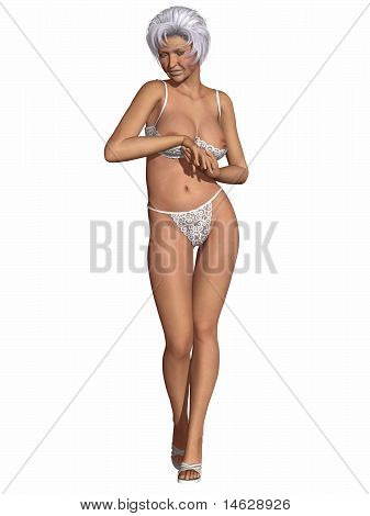İç çamaşırı ile seksi granny