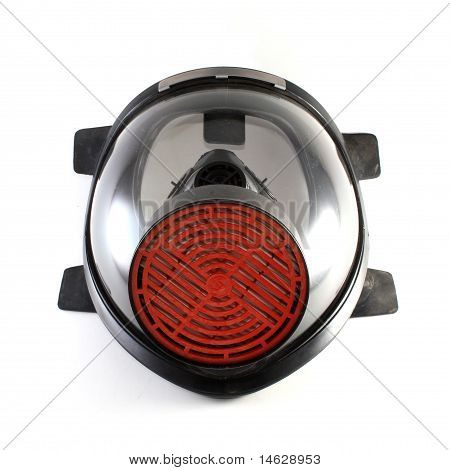 Front View Of A Black Gas Mask