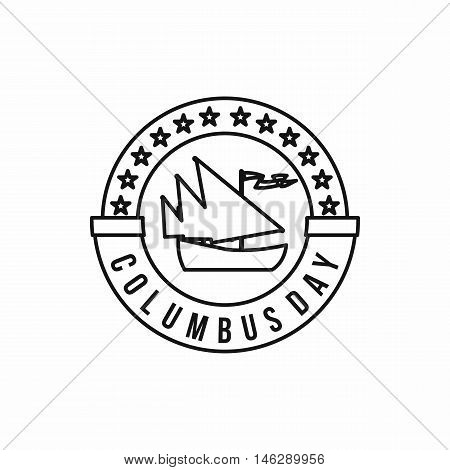 Columbus day badge in outline style isolated on white background vector illustration