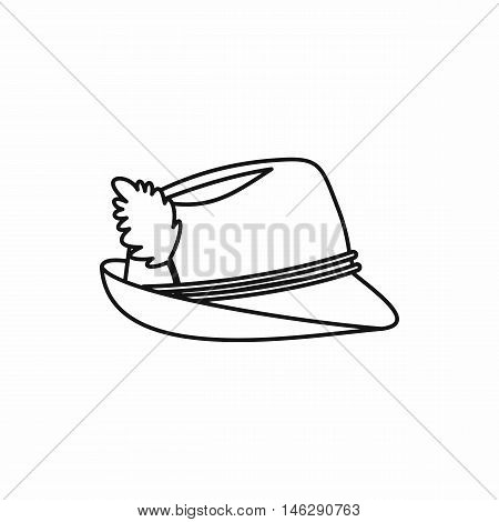 Oktoberfest tirol hat in outline style isolated on white background vector illustration