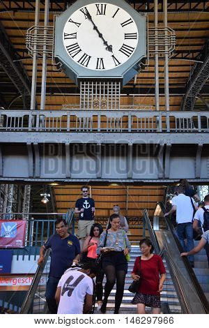 HAMBURG, GERMANY - AUG 25: Hauptbahnhof in Hamburg, Germany, as seen on Aug 25, 2016. It is the main railway station in the city, the busiest in the country and the second busiest in Europe.