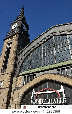 HAMBURG, GERMANY - AUG 25: Hauptbahnhof in Hamburg, Germany, as seen on Aug 25, 2016. It is the main railway station in the city, the busiest in the country and the second busiest in Europe.