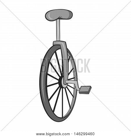 Unicycle icon in black monochrome style isolated on white background. Circus symbol vector illustration