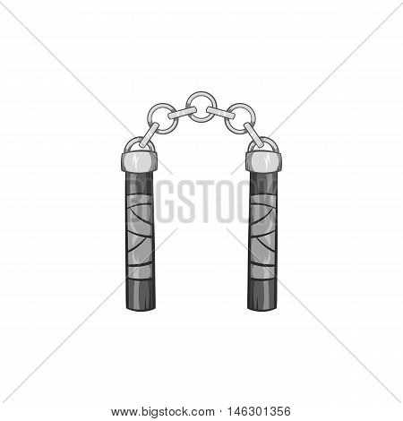 Combat nunchaku icon in black monochrome style isolated on white background. Weapon symbol vector illustration