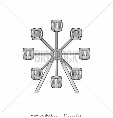 Ferris wheel icon in black monochrome style isolated on white background. Attraction symbol vector illustration