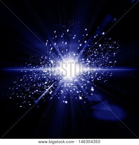 Digital lens flare in black background horizontal frame warm and abstract background