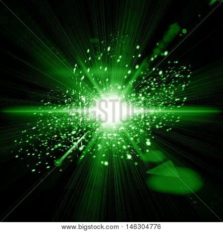 Digital lens flare in black background horizontal frame warm and abstract background