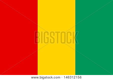 Flag of Guinea in correct size proportions and colors. Accurate official standard dimensions. Guinean national flag. African patriotic symbol banner element background. Vector illustration