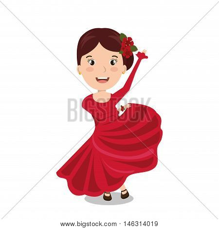 woman cartoon dancer flamenco design vector illustration eps 10