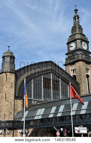HAMBURG, GERMANY - AUG 25: Hauptbahnhof in Hamburg, Germany, as seen on Aug 25, 2016. It is the main railway station in the city, the busiest in the country and the second busiest in Europe.