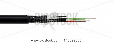 Fiber Optic Cable Detail Isolated On White