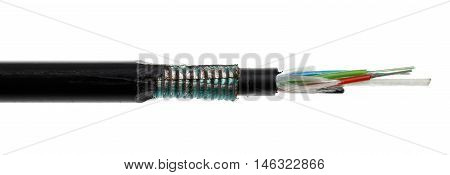 Fiber Optic Cable Detail Isolated On White
