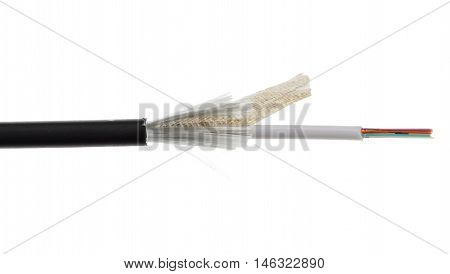 Fiber Optic Cable Detail Isolated On White