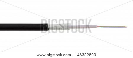 Fiber Optic Cable Detail Isolated On White