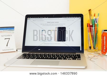 Paris France - Sep 8 2016: Apple Computers Website On Macbook Pro Retina In A Geek Creative Room Env