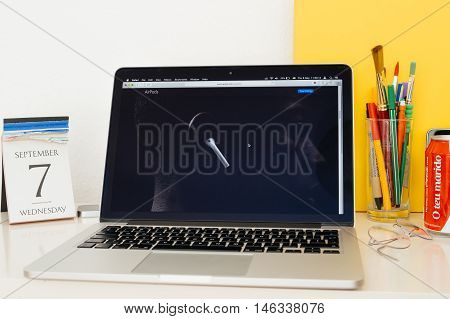 Paris France - Sep 8 2016: Apple Computers Website On Macbook Pro Retina In A Geek Creative Room Env