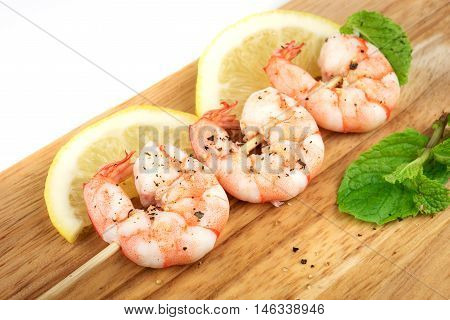 Shrimps. Prawns isolated on a White Background. Seafood rawfood