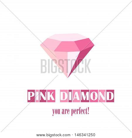 Perfect pink diamond
Stock vector abstract pink  of a jewelry company logo photographs or seller Briliant illyustatsiya vector white background inscription
