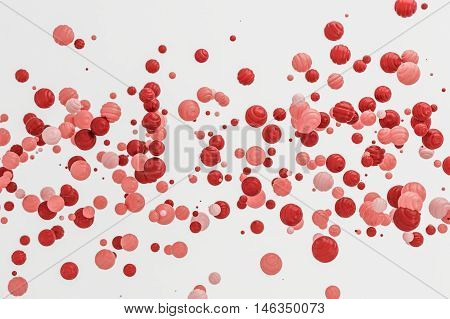 Abstract pastel pink red background modern shape object float in the airblowing particle 3d rendering