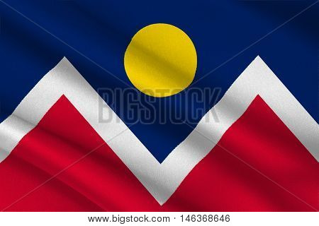 Flag of Denver is the capital of Colorado state United States. 3D illustration