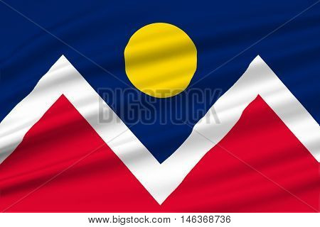 Flag of Denver is the capital of Colorado state United States. 3D illustration