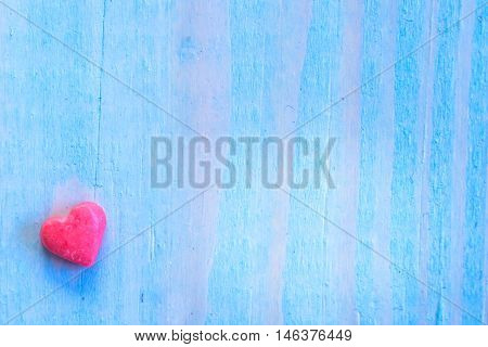 Valentines Day Background With Shugar Valentine Heart On Blue Painted Wood Table.retro Filter