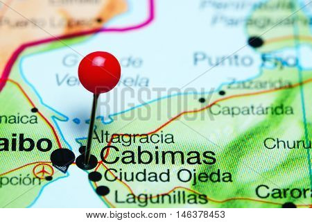 Cabimas pinned on a map of Venezuela