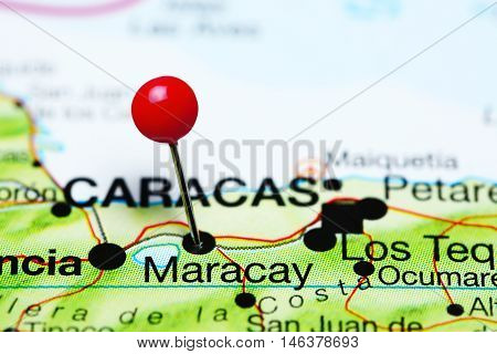 Maracay pinned on a map of Venezuela