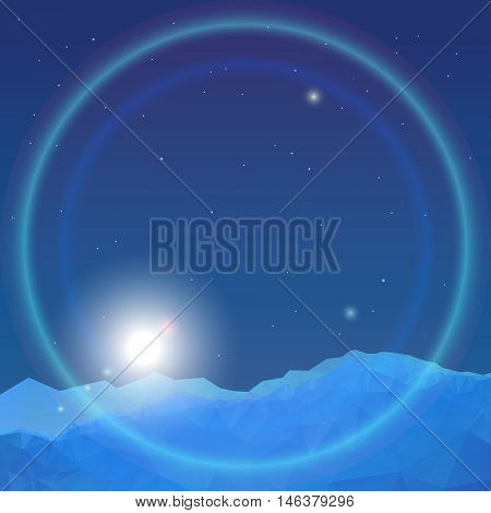 Geometric polygonal mountain landscape. Vector background of polygonal low poly mountain paysage. Highlands landscape, vector background for flyer, outdoor advertising, brochure, banner, ads, poster